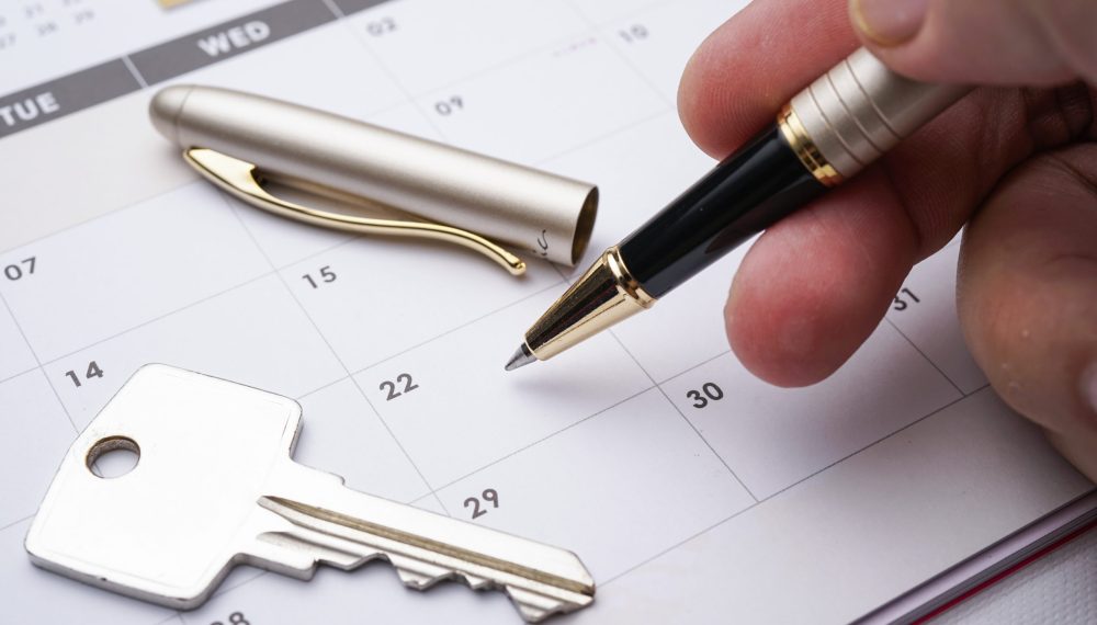 A,Property,Conceptual,With,Calendar,,Pen,And,Key.,Home,Loan,