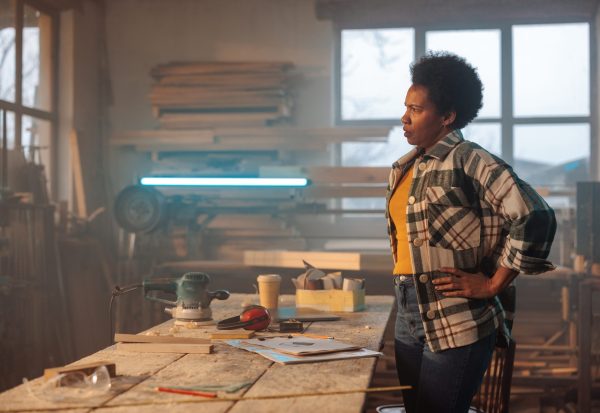 A,Stressed,Female,African,American,Carpenter,Is,In,Her,Workshop, A,Stressed,Female,African,American,Carpenter,Is,In,Her,Workshop,